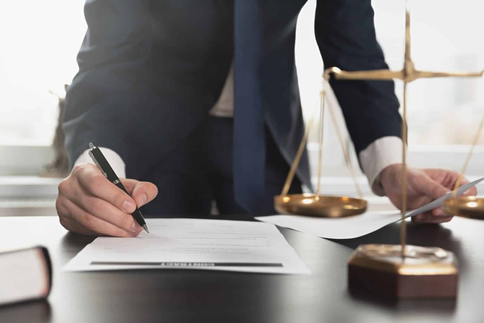 Lawyer working with documents. Justice concept