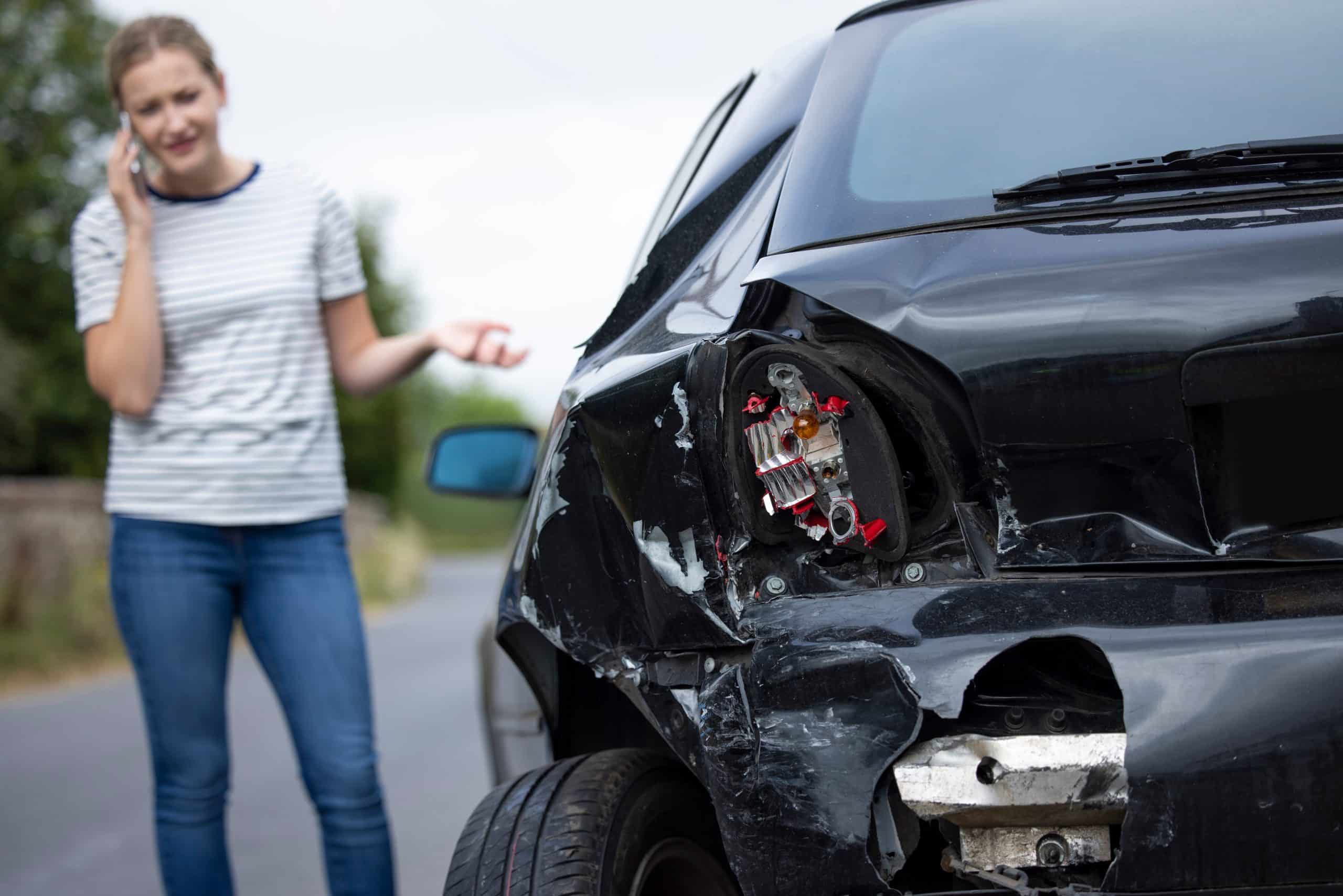 a woman calling a car accident lawyer after an accident in Odessa, TX