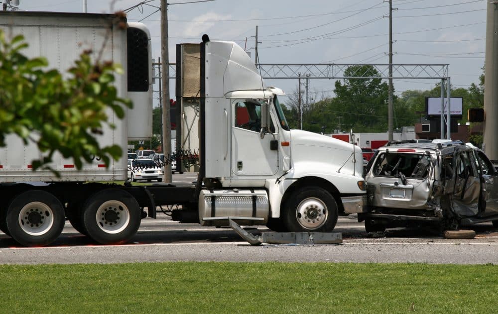 A truck accident at an intersection in Odessa, TX.